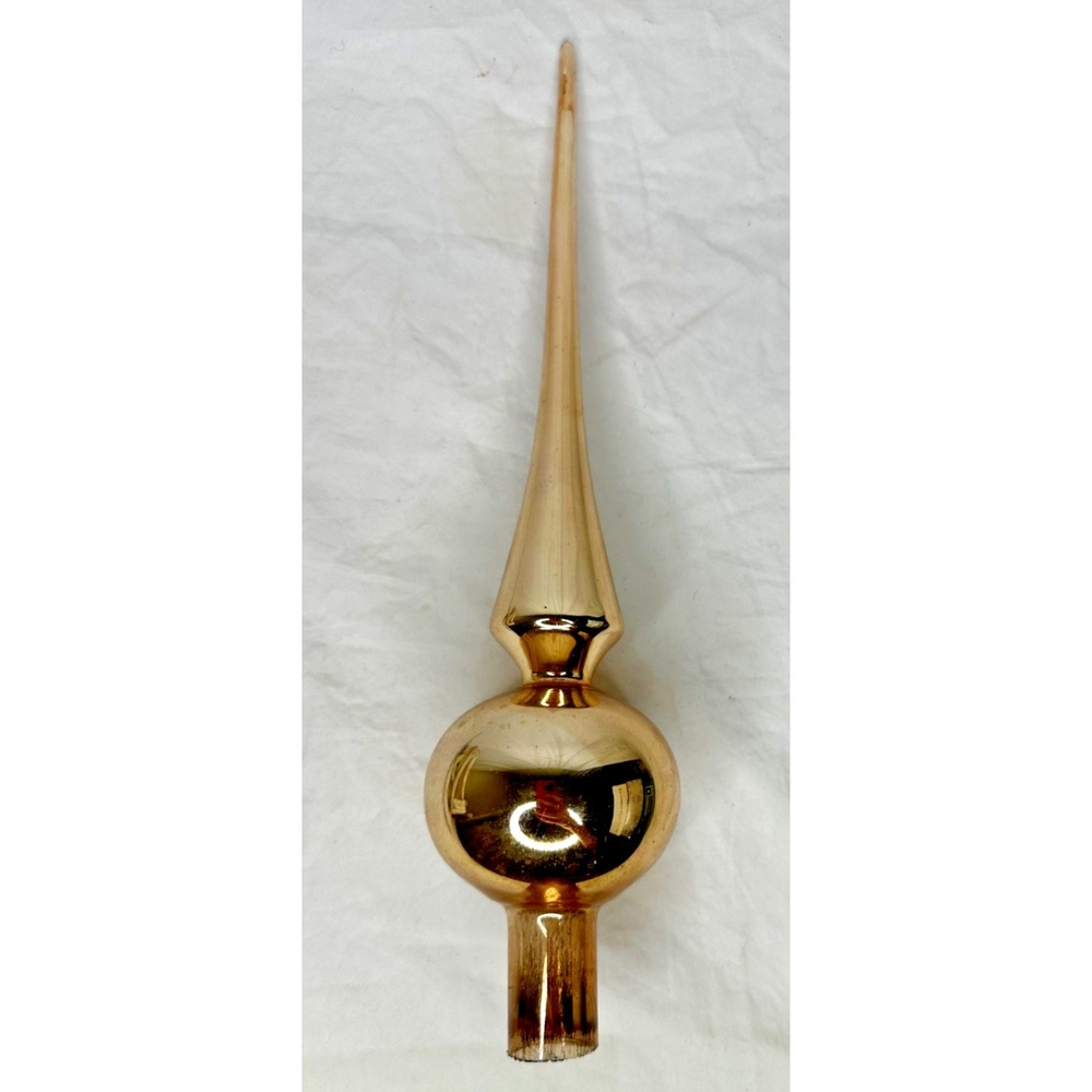 Vintage Rauch Gold Tree Topper Finale Christmas Ornament Blown Glass 12"